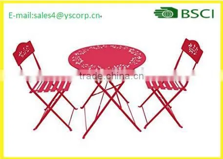 China Company Wholesale Cheap Outdoor Garden Patio Furniture Folding 3PC Table Chair Set Bistro Style Backyard Metal photo-2
