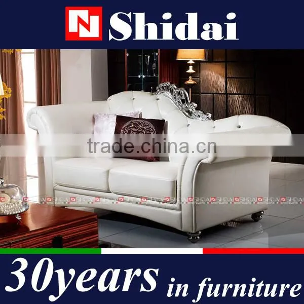 White Antique French Leather Sofa 996 photo-2