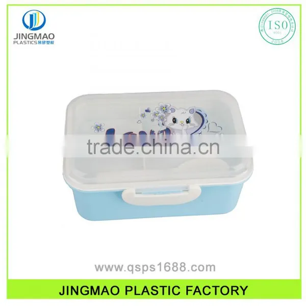 Customized LOGO Retangular Double Layer Plastic Lunch Box With Spoon photo-3