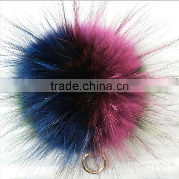 Myfur Natural Dyed Random Unique Colorful Fur Pom Pom Key Chain Bag Accessory photo-3