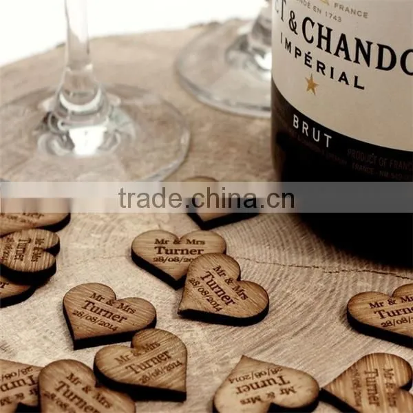 Personalised Wooden Heart Table Decorations, Rustic, Vintage Wedding Favours photo-3