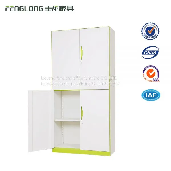 High Quality Steel 4 Door Two Tier Wardrobe / Metal Clothes Locker Cabinet for School Dorm photo-3