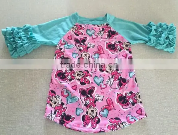 2017boy Removing Clothes of Girl Image Wholesale Icing Cute Animals Printed Shirt Children Ruffle Shirts Toddler photo-3