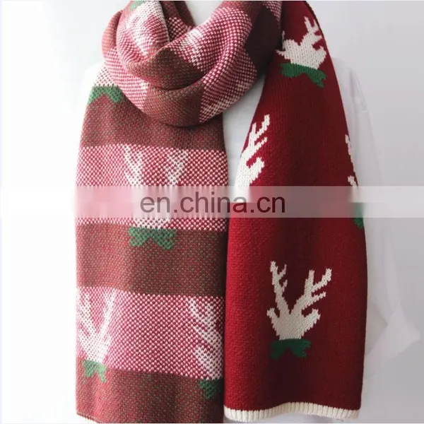 Christmas Little Antlers Korean Style Cute Knitting Jacquard Thick Warm Scarf photo-2