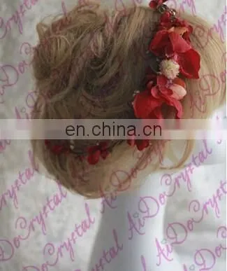 Aidocrystal Sex Red Wedding Hair Accessories Bridesmaid Bridal Hair Pins Blush Silk Flower Hair Accessory photo-5