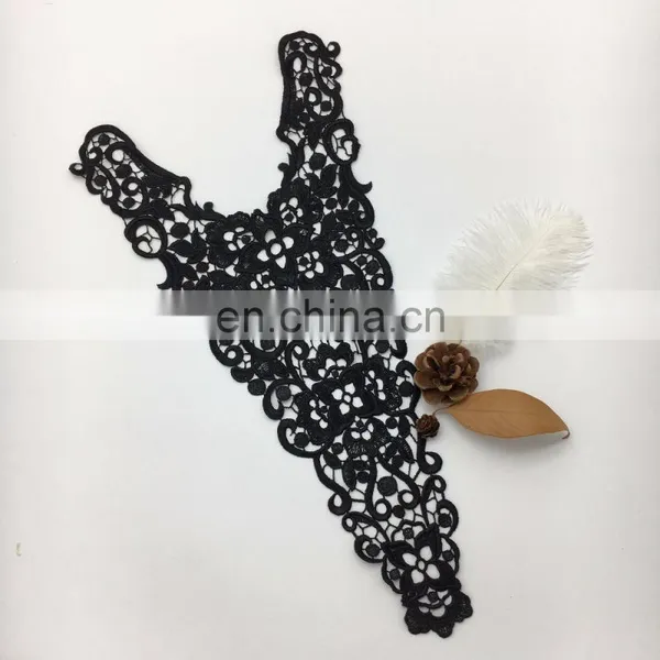 OLN14770 Elegant Black Neck Lace Hand Embroidery Designs for Girls Dress photo-4