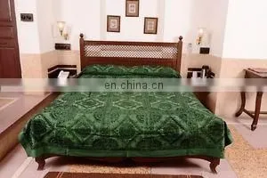 Indian Handmade Embroidery Mirror Work BedSheet Double Bedspreads Home Furnishing Royal Old mirror Bed cover Decor King Size art