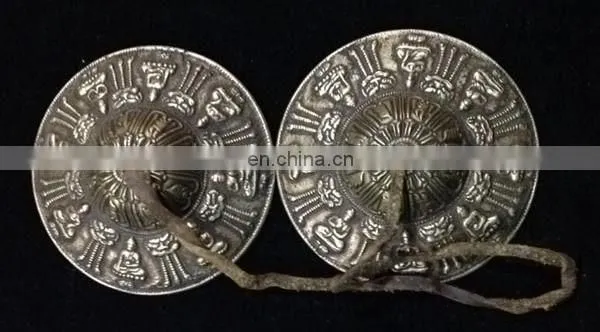Old Tibetan Buddhist Bronze 6 Mantras Tingsha Cymbals Vintage-Tibet-Tibetan-Nickel-Tingsha-Cymbals-Auspicious-Symbols Buddhist photo-4
