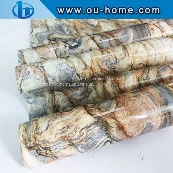 OUHOME Glossy Marble Effect Contact Paper Film Vinyl Self Adhesive Foil photo-4