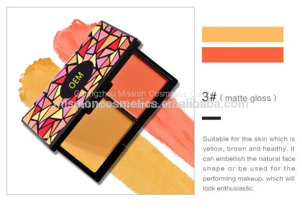 OEM 2 Colors Waterproof Smooth Blusher Palette Cosmetics photo-3