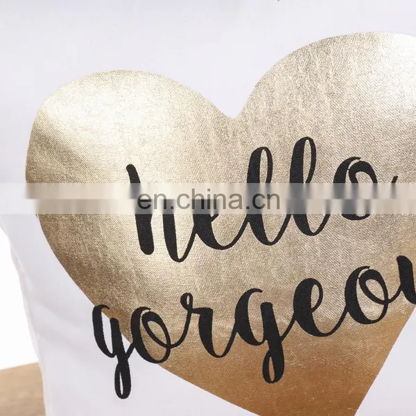 Custom Promotion High Quality Gold Stamping Love Pattern Printed Decorative Sofa Cushion Covers for Home Decor photo-3