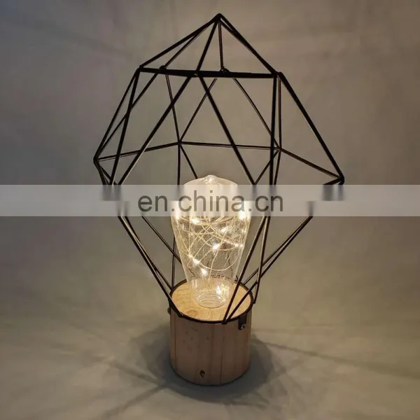 Wooden Metal Lantern Led Copper Wire String Light For Home Decoration Night Light photo-5