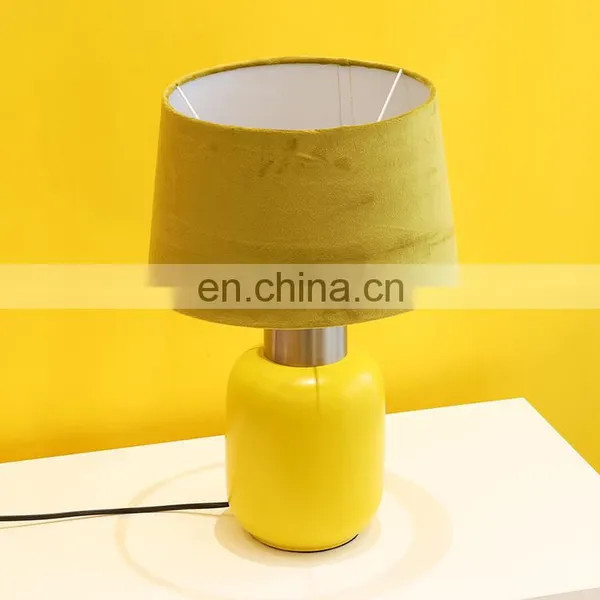 Japan Modern Matt Yellow Ceramic Base Custom Cheap Bedside Unique Desk Lamps for Hotel Home photo-5