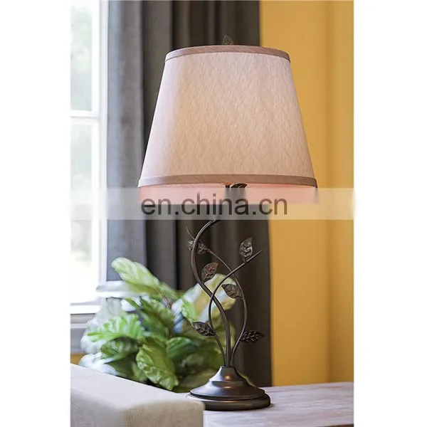 Italy Modern Custom Home Decor Hotel Restaurant Office Cheap Leaf Shape Iron Base Antique Nightstand Lamps photo-4