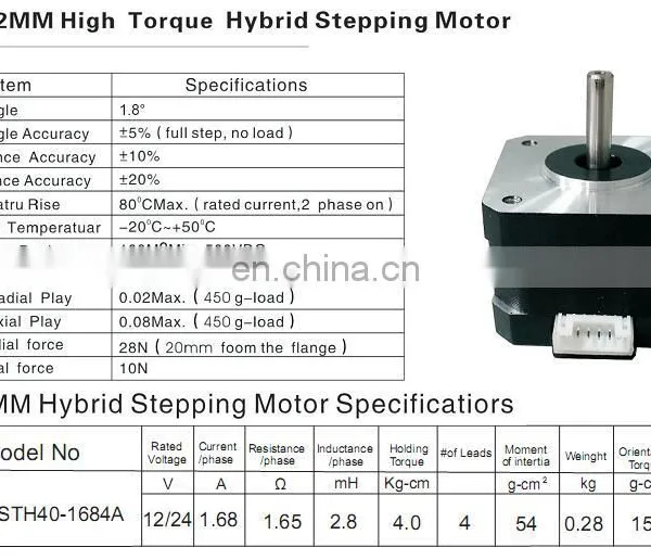MBI-4240 12V HOTSELLING 1.8degree NEMA 17 Mini Stepping Motor Hybrid Stepper Motor photo-5