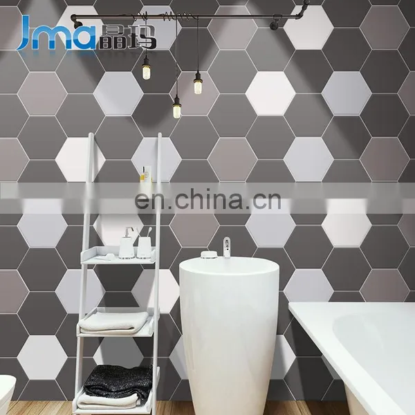 Color Hexagonal Kitchen and Bathroom Black and White Gray Non-slip Balcony Ceramic Tiles photo-4