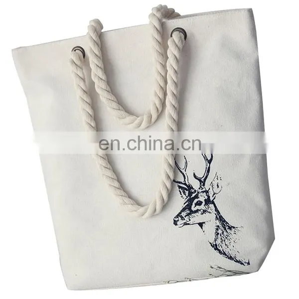 Shopping Cotton Canvas Women Animal Prints Tote Handbag With Zipper photo-4