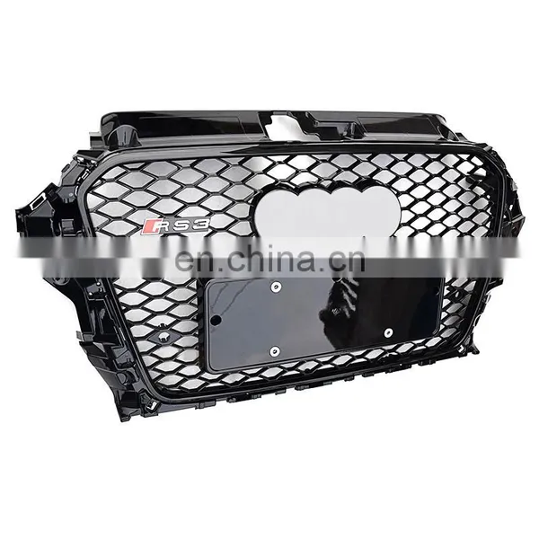 RS3 Front Bumper Grill for Audi A3 Material Black RS3 High Quality Radiator Center Honeycomb Grills no LOGO Style 2014 2015 2016 photo-5