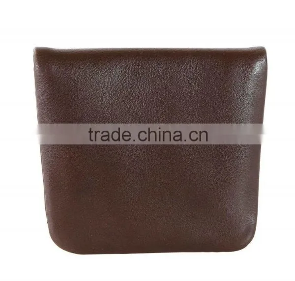 Black Soft Calf Leather Pocket Coin Holder Coin Case Coin Pouch photo-2