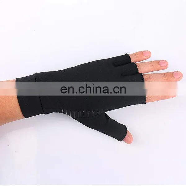 Copper Infused Therapy Reducing Swelling Fingerless Hand Pain Relief Compression Arthritis Gloves photo-3