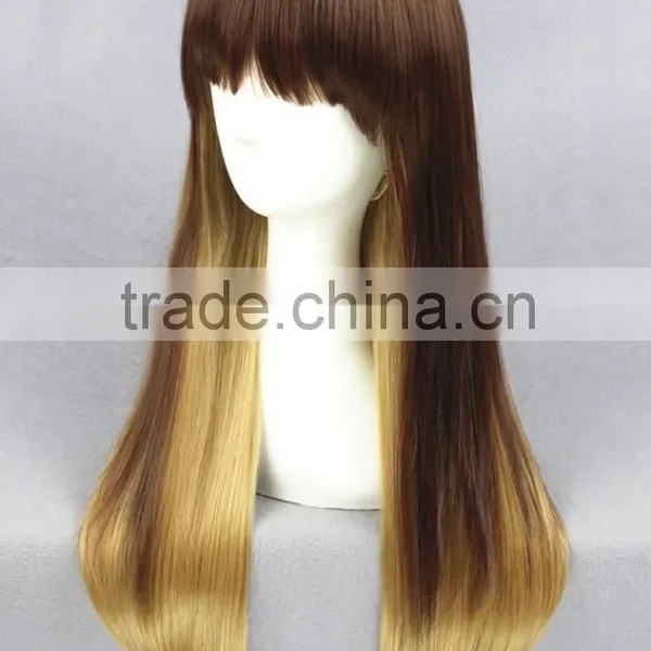High Quality 65cm Medium Long Straight Blond&Gold Mixed Lolita Wig Synthetic Anime Wig Cosplay Hair Wig Party Wig photo-3