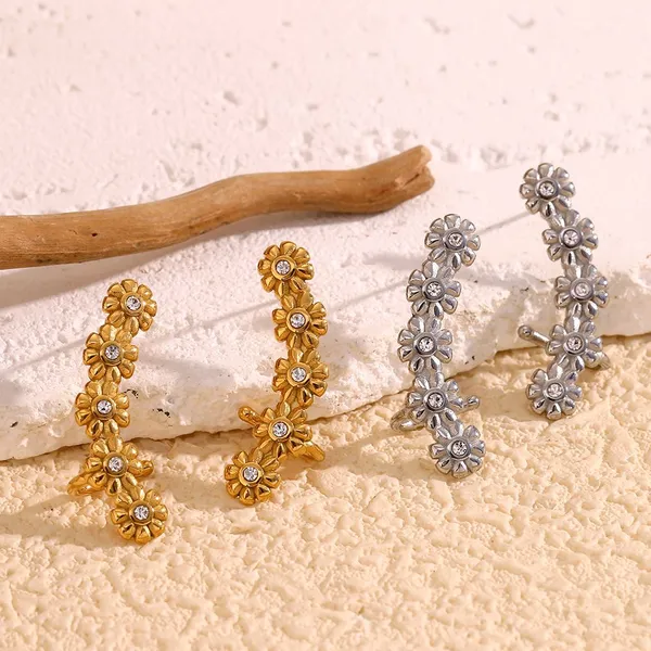 Matte Finish Stainless Steel Earrings, 304 Grade, 12K Gold Plating, Anti-Allergic, Wholesale Price photo-4