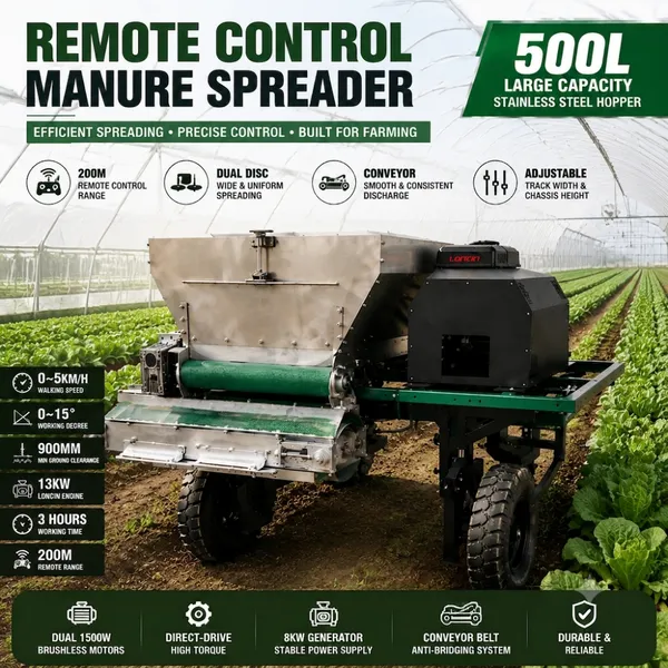 Remote Control Conveyor Fertilizer Spreader for Orchard Tree Root Fertilization and Livestock Farm