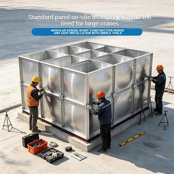 Square Modular Stainless Steel Water Tank Flat Top Industrial Water Storage Tank