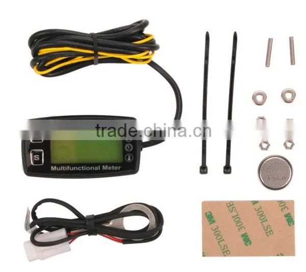 Digital LCD Tachometer Hour Meter Thermometer Temperature Meter for Gas UTV ATV Outboard Buggy Tractor JET SKI Paramotor photo-2