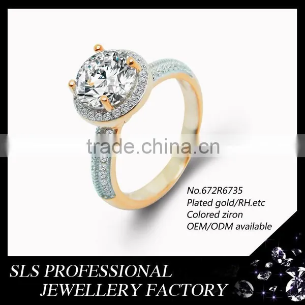 Big Stone Ring Designs High Quality cz Engagement Rings 18 Karat Gold Plated Ring