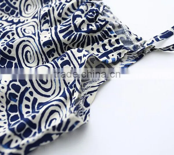 Summer Children Girl Clothes Set China Blue And White Strapless 2pcs Clothing Sets photo-2