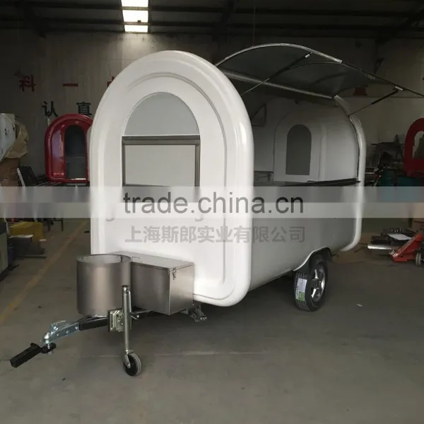 7.6*5.5ft White Food Cart Trailer Mobile Food Cart Beach Food Truck Hot Dog Hamburg Ice Cream Traction Cart photo-2