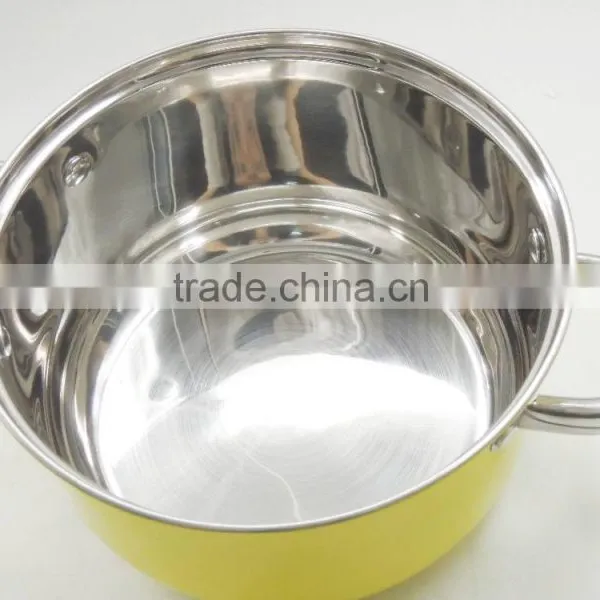 Low Cost Yellow Painting Exterior Stainless Steel Pot Kitchen Utensil photo-2