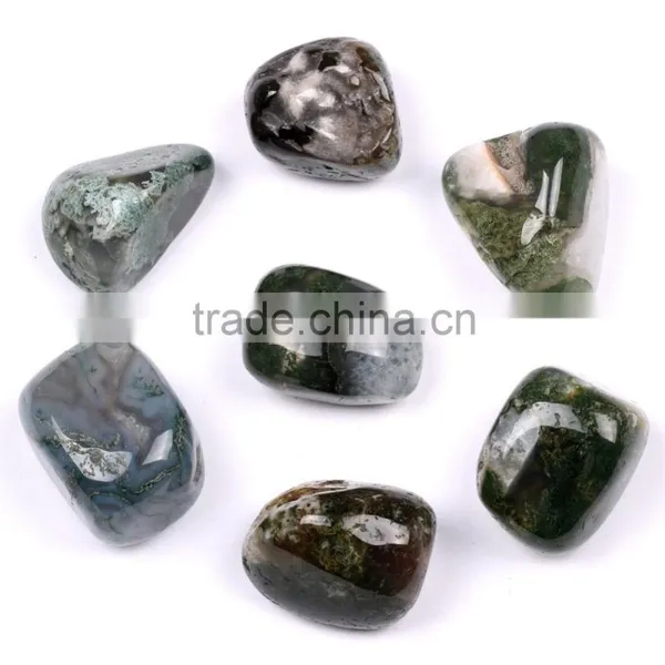 20mm Green Moss Agate Tumbled Stones