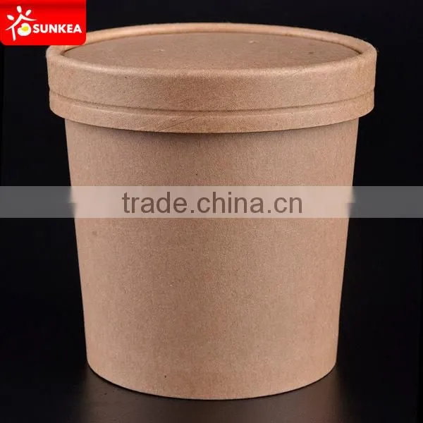 Disposable 12oz Paper Soup Cup Kraft With Plastic Lid Quality Choice photo-3