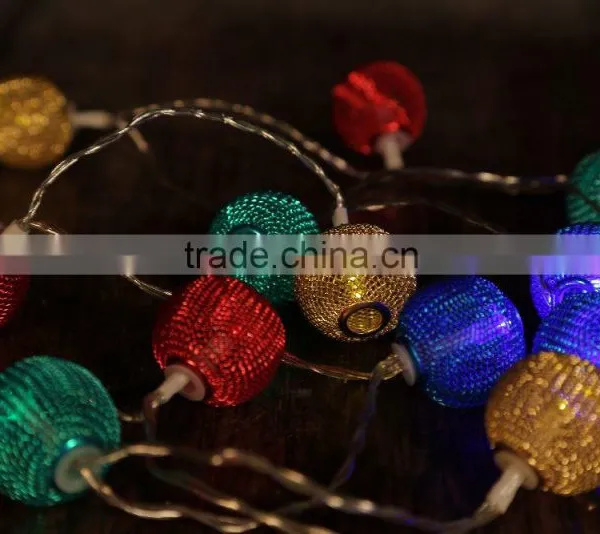 Xmas 10LED Colourful Mini Metal Ball Light Chain