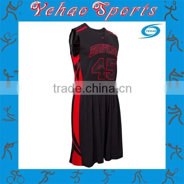 2015 High Quality Fashion Design Polyester Black Man Basketball Jersey photo-4