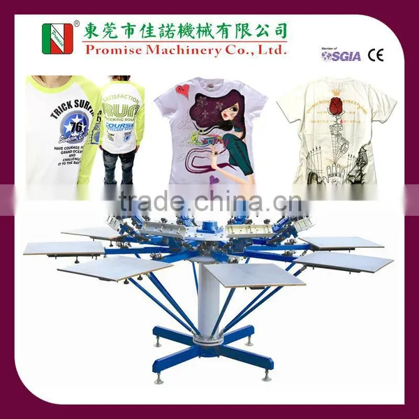JN-MS8-5060E Manual Operating 8 Colour Double Pivoting Garment Screen Printing Machine