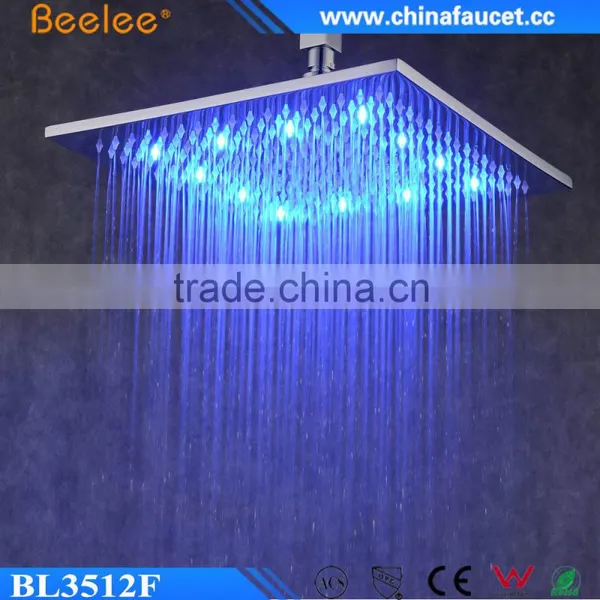 10'' 12'' 16'' Square Brass Wall Mounted Waterfall Shower Head LED Powered by Water Pressure photo-2