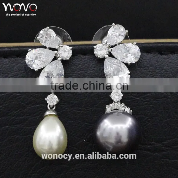 2016 New Model Silver Zirconia Earrings Jewelery Latest Design Of Pearl Earrings photo-2