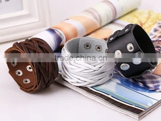 Unisex Wrap Cuff Bangle Punk Leather Bracelet Women Mutil Layers Bracelet photo-2
