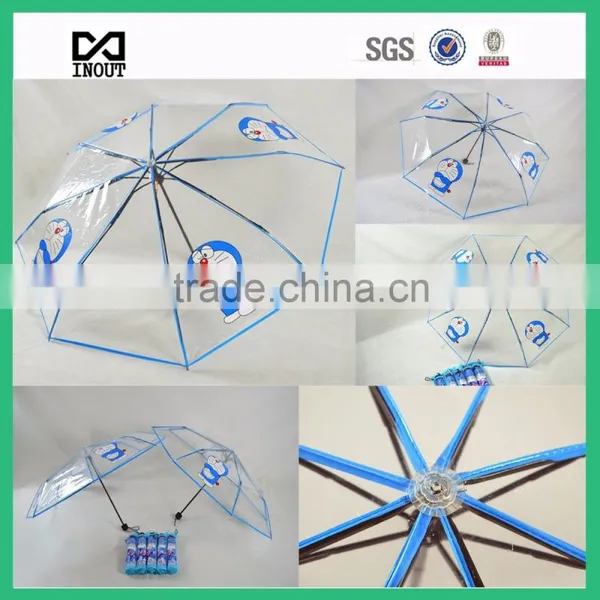 Cartoon Transparent 3 Folding Clear Umbrella