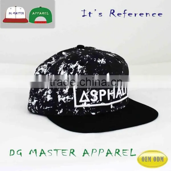 New Black Printing and White Fabric Snapback Hat for Printing Hat