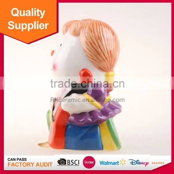 Hot Selling New Design Playing Musical Instruments Shape Lovely Ceramic Coin Box photo-2