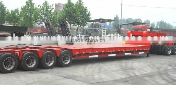 China Heavy Duty 100T Hydraulic Gooseneck 2 Lines 4 Axles Low Bed Semi Trailer photo-2