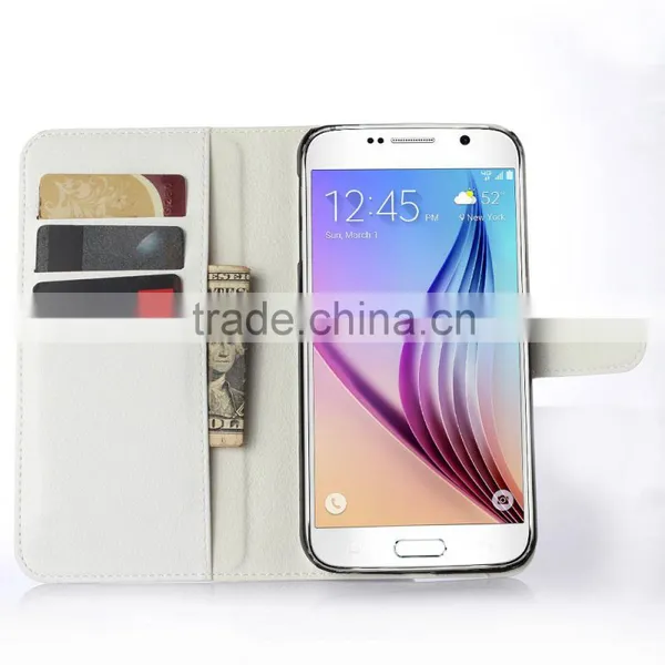 Factory Price Lichee Leather Pouch Wallet Case Folio Stand Cover for Samsung GALAXY S7 Plus photo-3