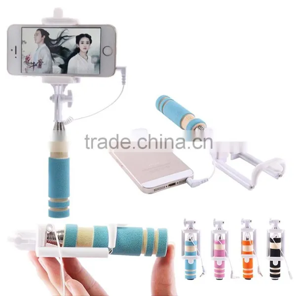 2015 Hot in Pocket Wholesale Mini Selfie Stick With Wired Cheap Price
