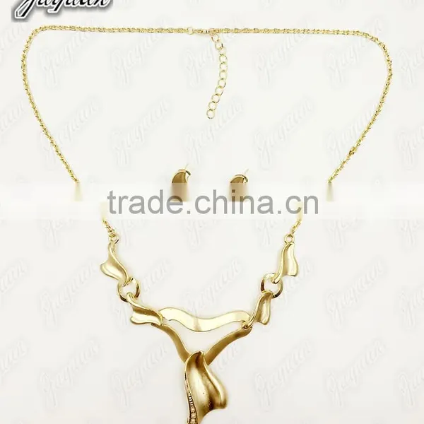 Juyuan Fashion 18K Gold Plated Pendant&Earring Semi-gloss Set