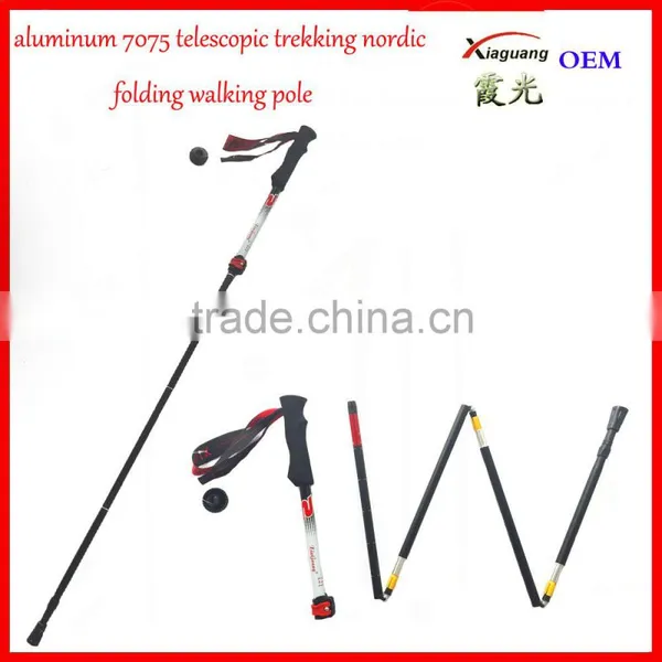 5 Sections Alumium7075 Telescopic Adjustable Hiking Trekking Pole Nordic Folding Walking Stick