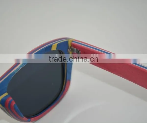 2015 Top Quality Retro Sunglasses Custom Handmade Skateboard Wood Sunglasses Frames Polarized Yellow Lens Sunglasses photo-5